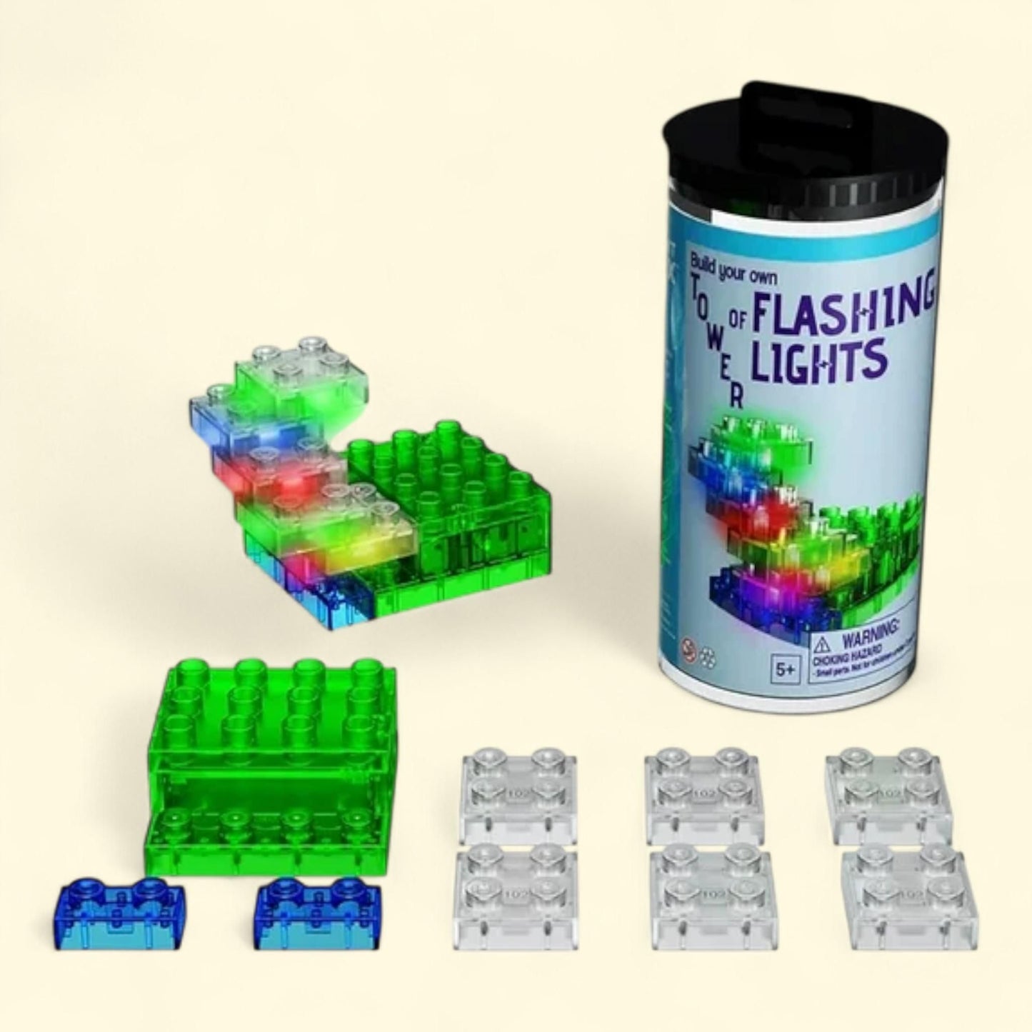 E-Blox: Circuit Blox: BYO Tower of Flashing Lights - Color-Changing LED Blocks Kit, Stack & Build 3D Brick Creations Set, DIY STEM Toy, Kids Ages 8+