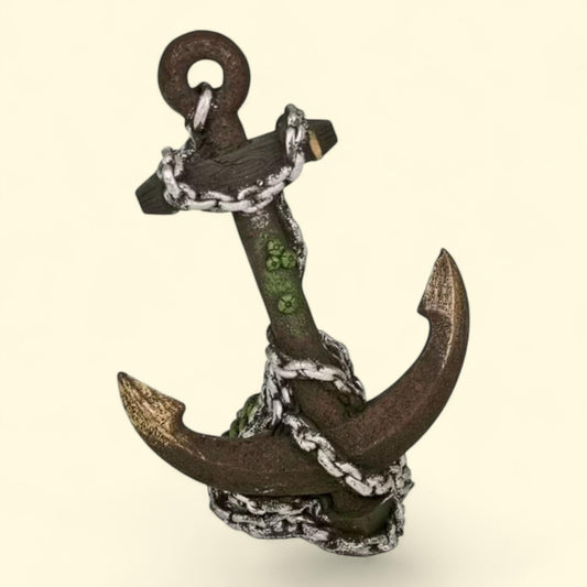 Aqua Culture Aquarium Ornament, Chain Anchor - Bronze/Gold/Silver, 3.5 in