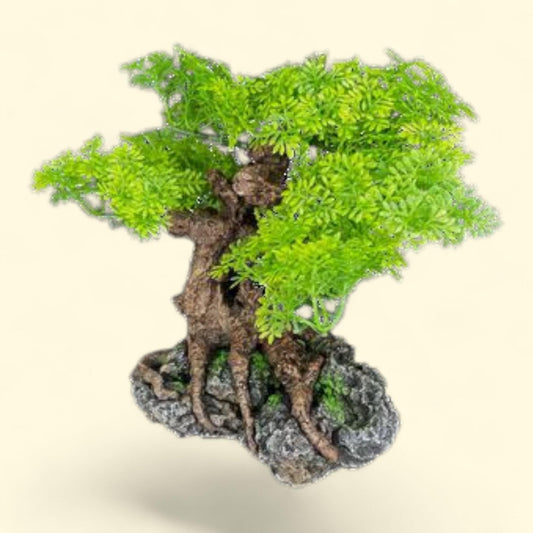 Bonsaï Komodo, plante décorative artificielle verte pour aquarium, 22 cm