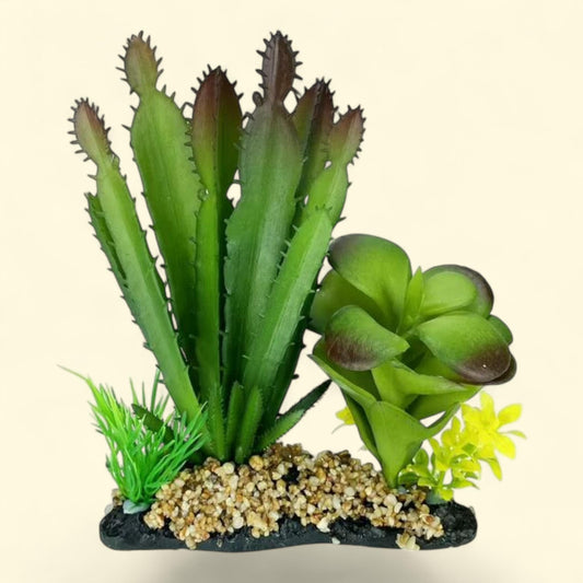 Komodo Cactus and Succulent, Artificial Green Aquarium Decor Plan, 5 in