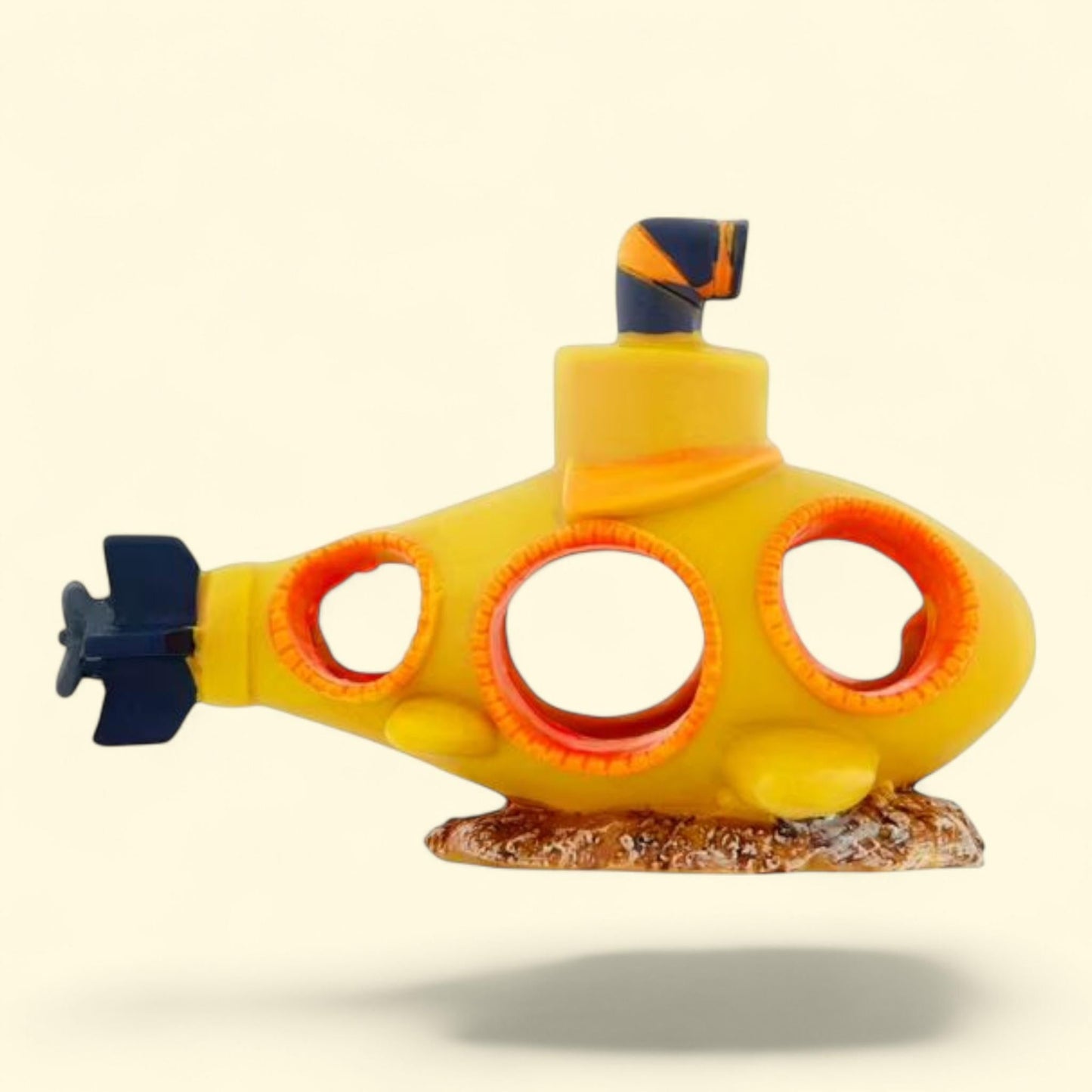 Aqua Culture Yellow Submarine, décor d'aquarium en polyrésine phosphorescent, 10,8 cm