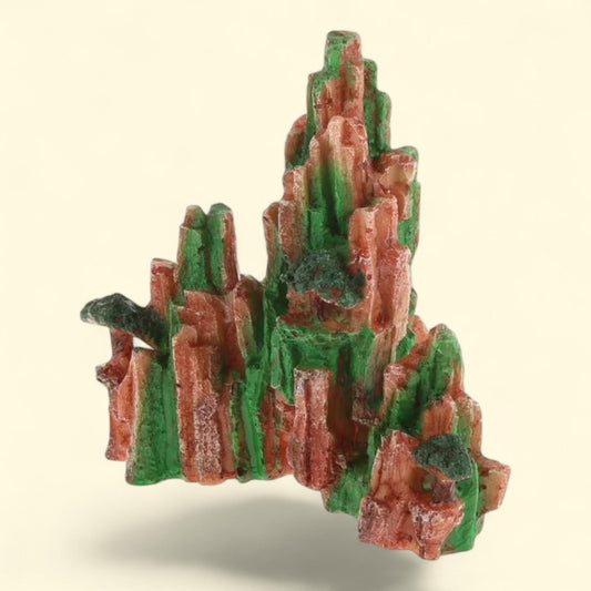 Unique Bargains Décoration de montagne pour aquarium - Terrarium aquatique artificiel - Rocher en pierre vert et gris - 15,3 cm ? Unique Bargains Terrarium aquatique artificiel - Rocher en pierre - 15,3 cm