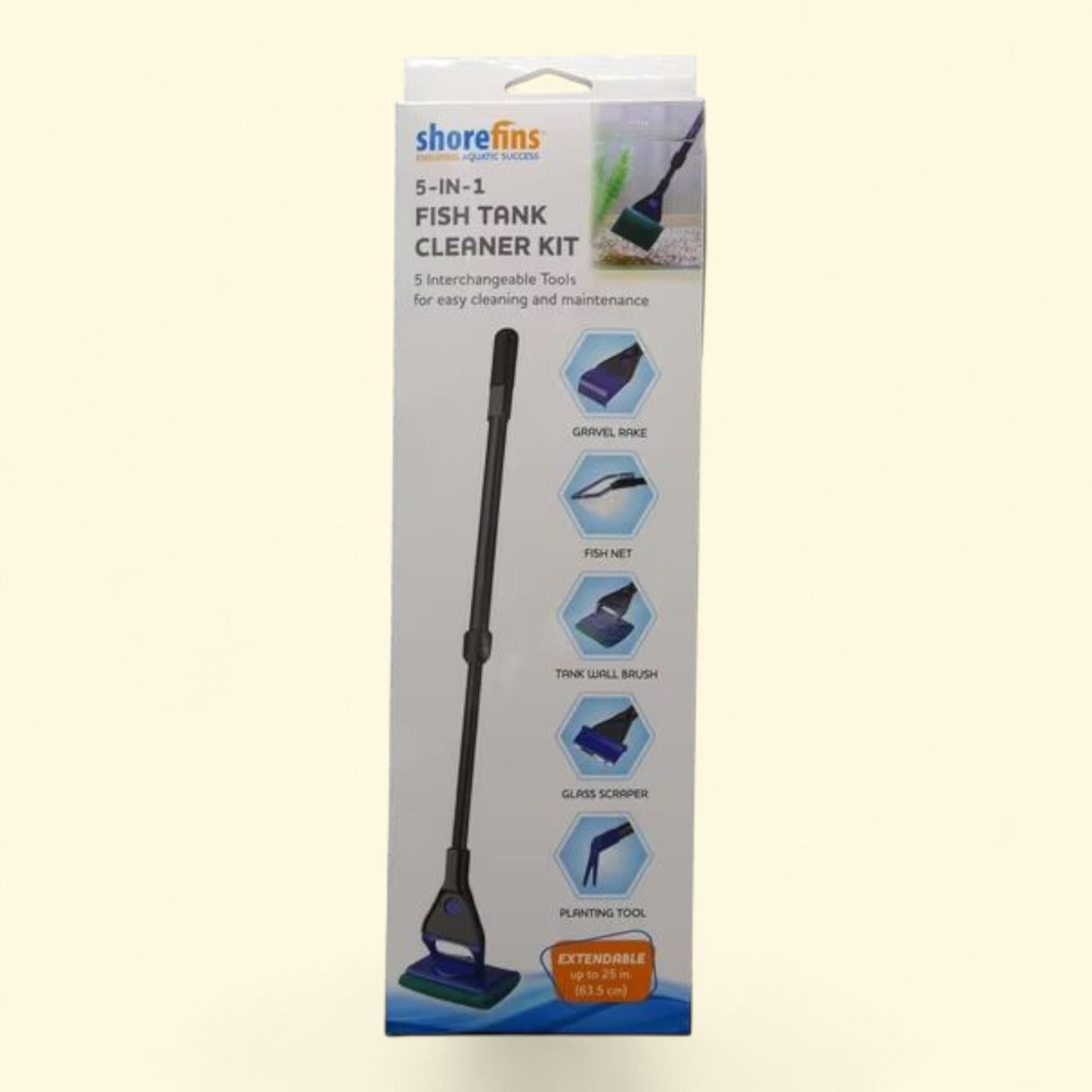 Penn-Plax Shorefins 5-in-1 Fish Tank Cleaner Kit, 25 inches