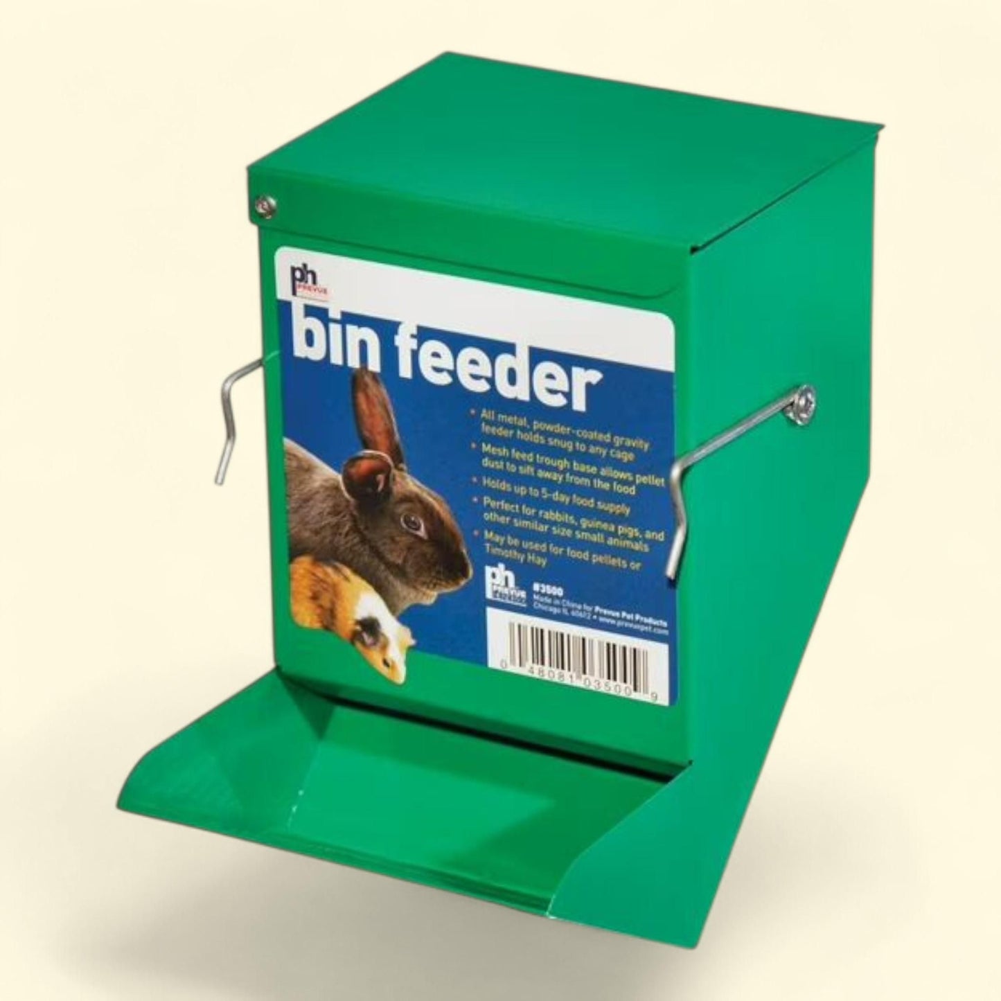Prevue Pet Products SPV3500 Metal Small Animal Bin Feeder, Green, Small