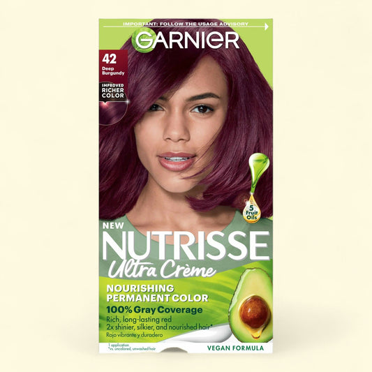 Garnier Nutrisse Hair Color Creme, 42 Deep Burgundy Black Cherry, 1 Pack