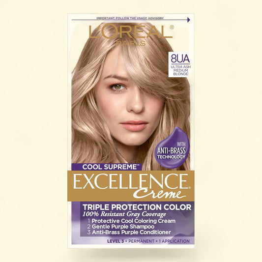 L'Oreal Paris Excellence Cool Supreme Permanent Hair Color, Ultra Ash Medium Blonde, 1 kit