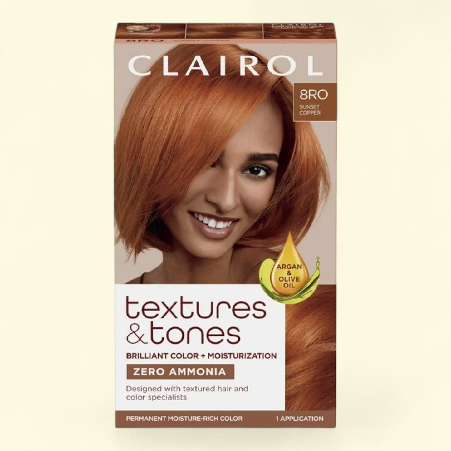 Clairol Textures & Tones Hair Dye, 8RO Sunset Copper, 1 Application, 1 pk