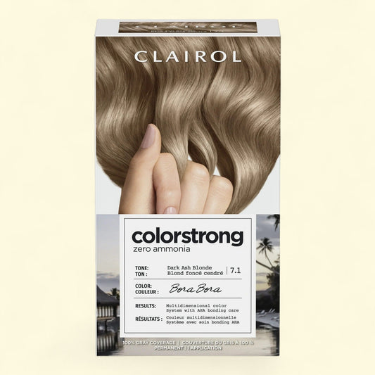 Clairol ColorStrong Permanent Zero Ammonia Hair Dye, 7.1 Dark Ash Blonde - Bora Bora Hair Color, 1 kit