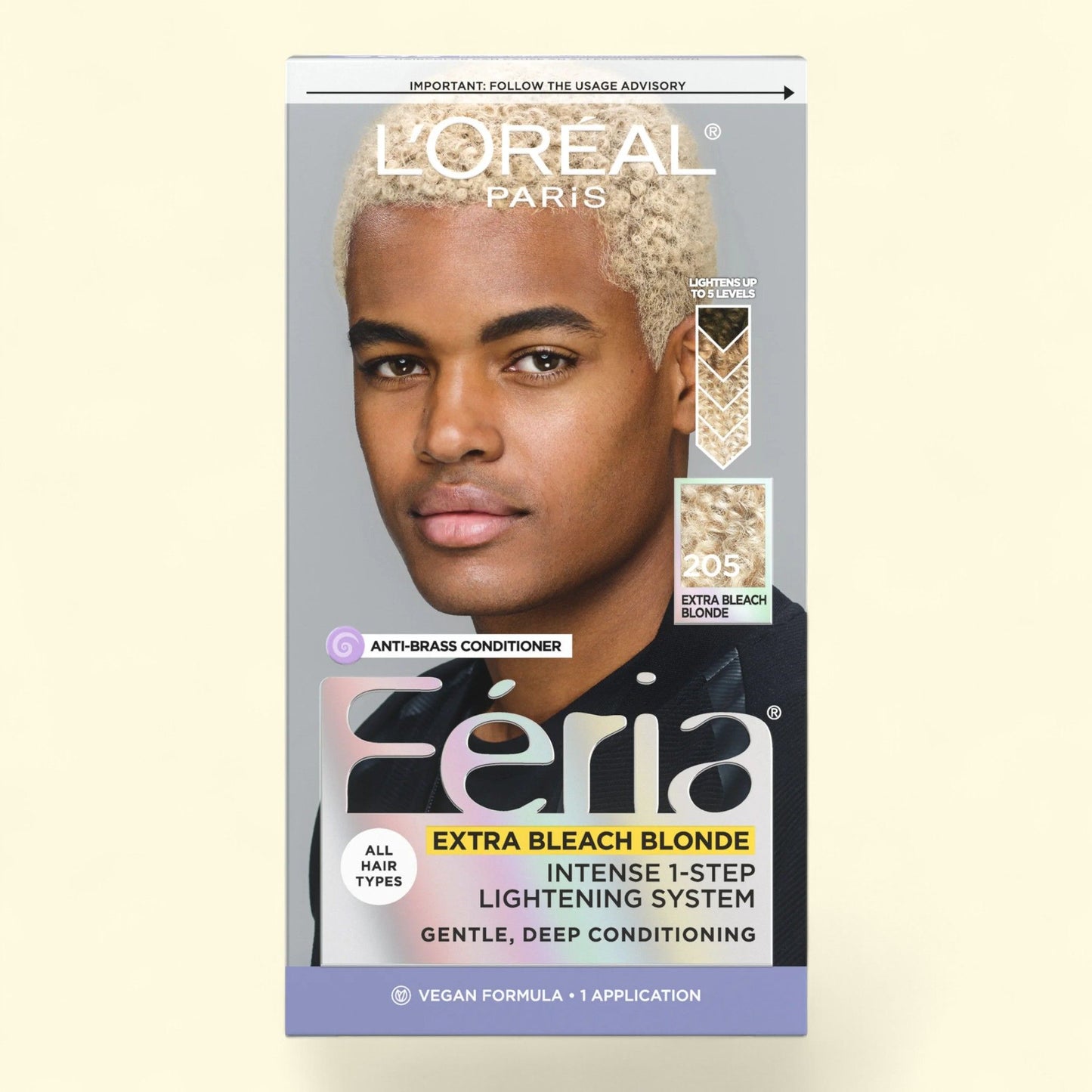 L'Oreal Paris Feria Hair Color, 205 Bleach Blonding (Extra Bleach Blonde), 1 kit