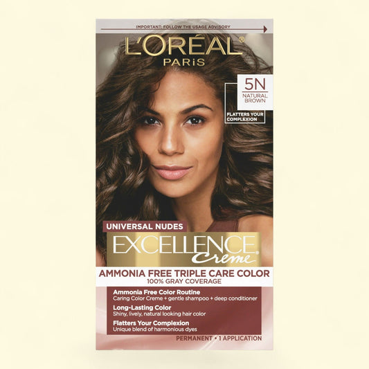 L'Oreal Paris Excellence Universal Nudes Hair Color, 5N Natural Brown, 1 kit