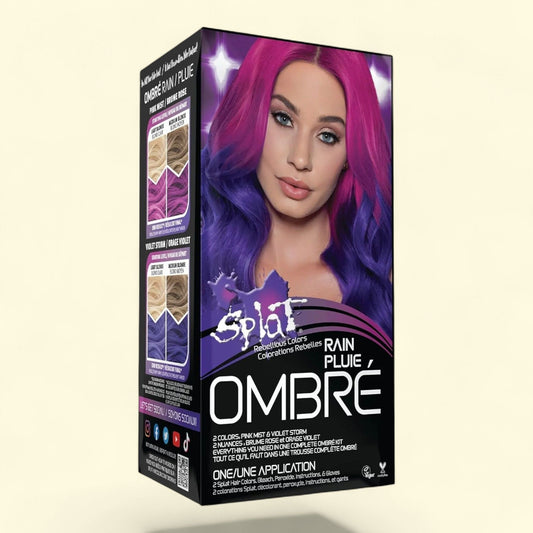 Splat Ombre Rain Hair Dye Kit, Semi-Permanent Purple & Pink, with Bleach, 1 Pack