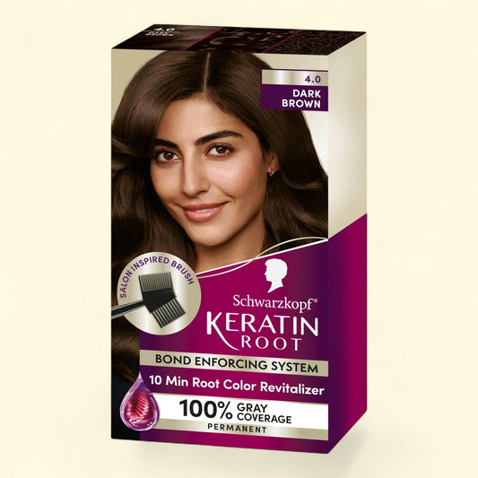 Schwarzkopf Keratin Color Root Permanent Hair Color Kit, Dark Brown, 1 Application, 1 Pack