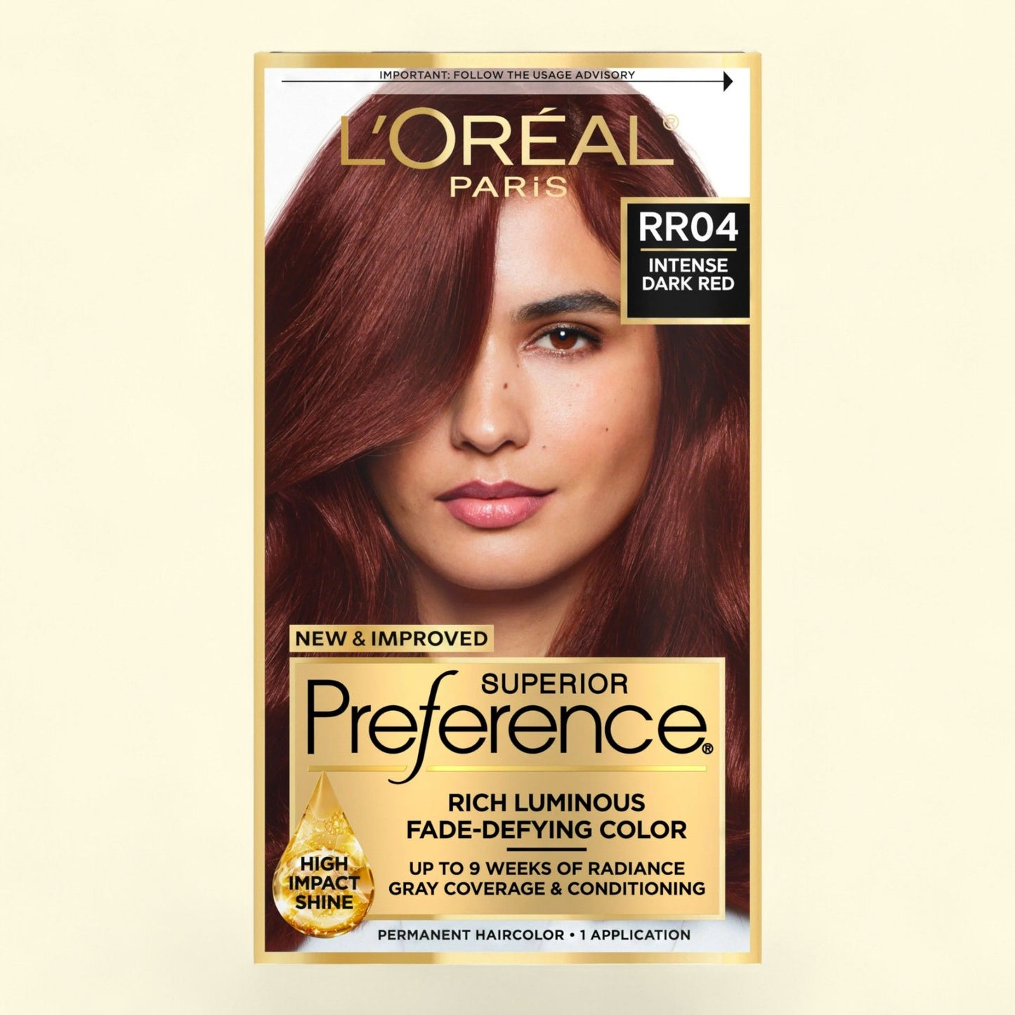 L'Oreal Paris Superior Preference Hair Color, RR-04 Intense Dark Red, 1 Kit