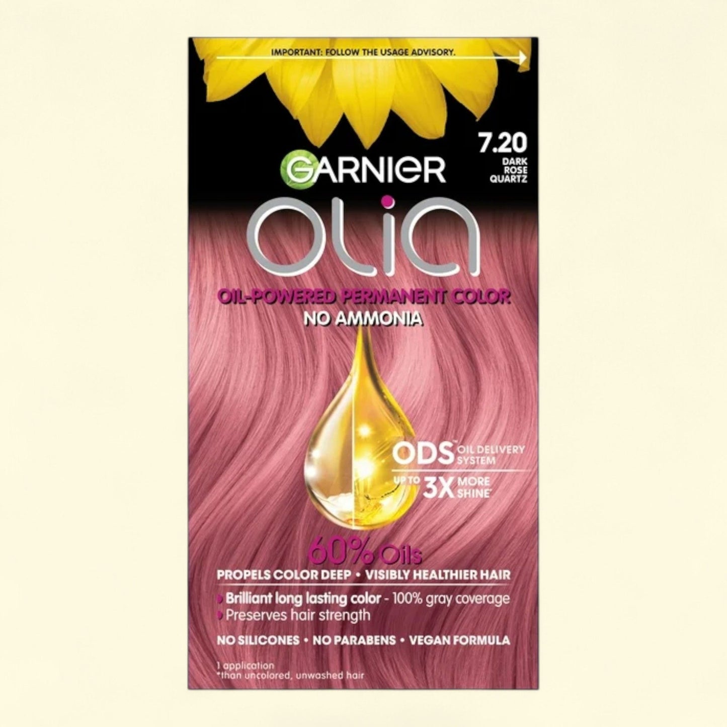 Garnier Olia Hair Color, 7.20 Dark Rose Quartz, 1 Pack — authentic US product shipped worldwide by Treatspree
