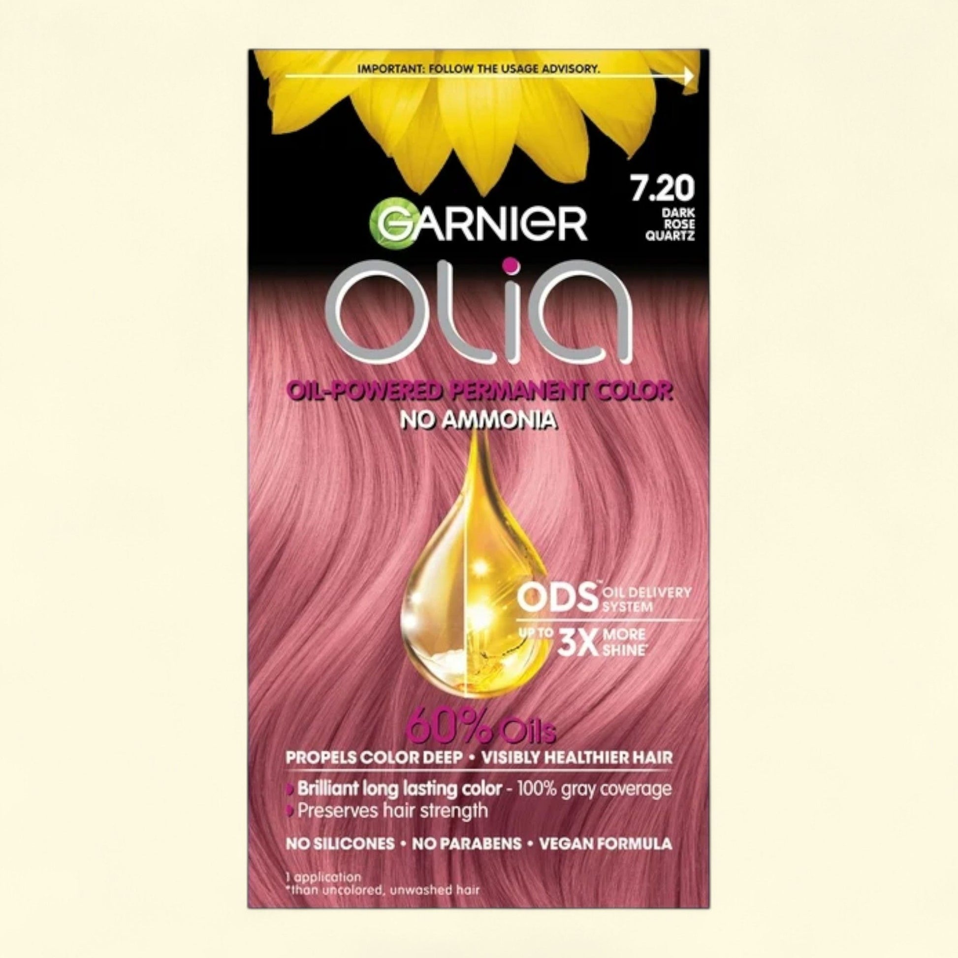 Garnier Olia Hair Color, 7.20 Dark Rose Quartz, 1 Pack — authentic US product shipped worldwide by Treatspree