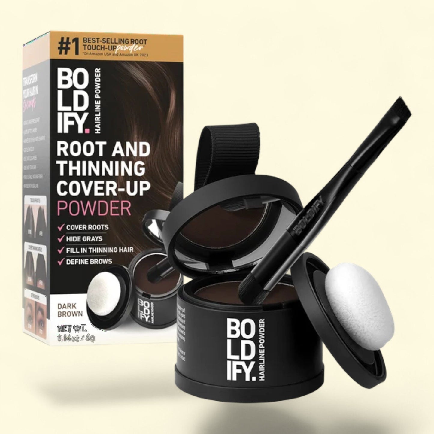 BOLDIFY Root Touch Up Powder, Dark Brown, 4g