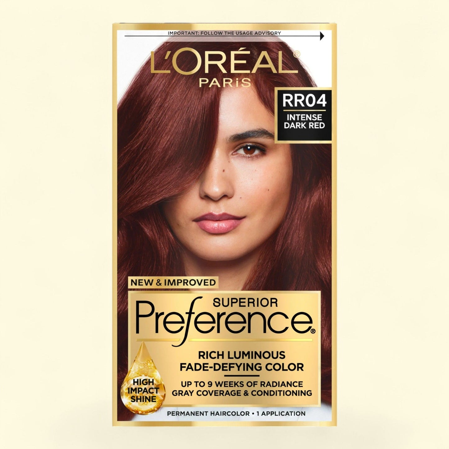 L'Oreal Paris Superior Preference Permanent Hair Color, RR-04 Intense Dark Red, 1 Kit