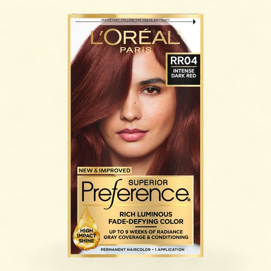 L'Oreal Paris Superior Preference Permanent Hair Color, RR-04 Intense Dark Red, 1 Kit