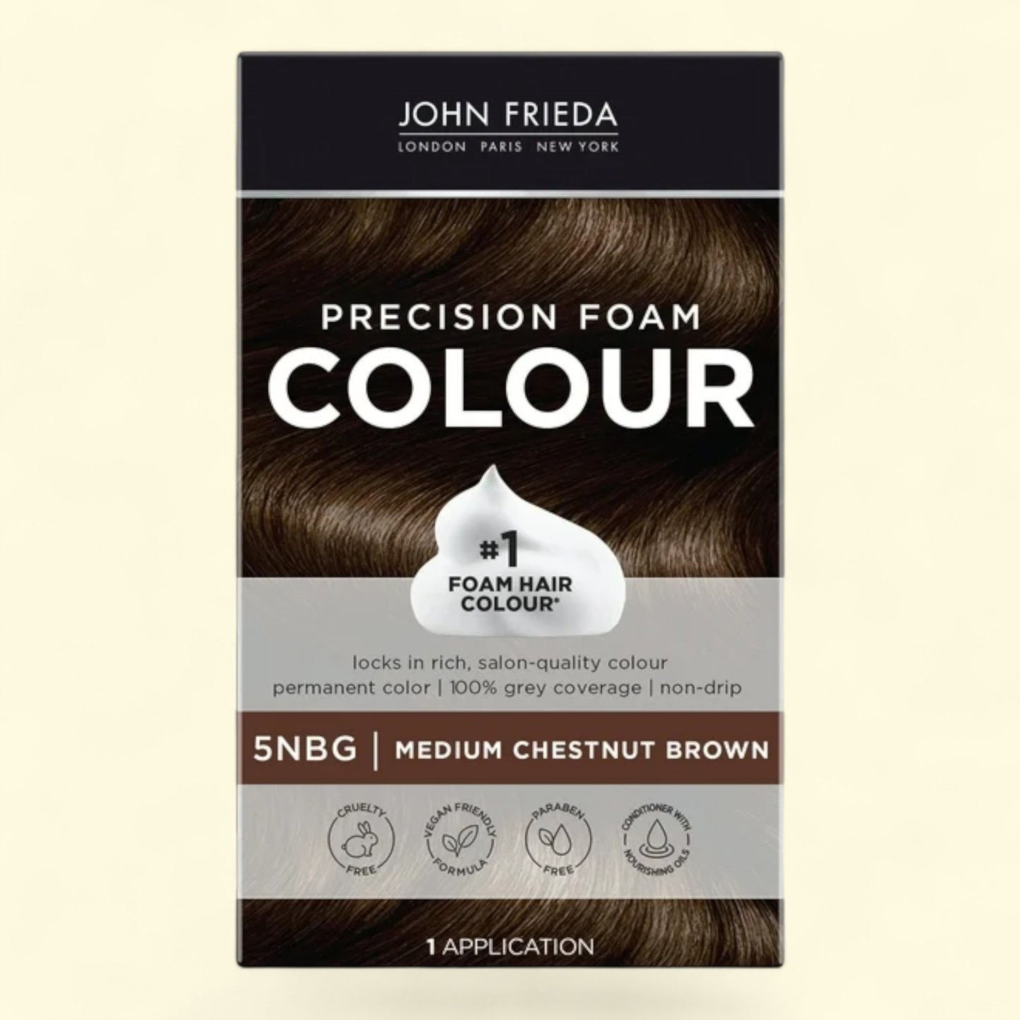 John Frieda Precision Foam Colour, 5NBG Medium Chestnut Brown, 1 Application, 1 Pack