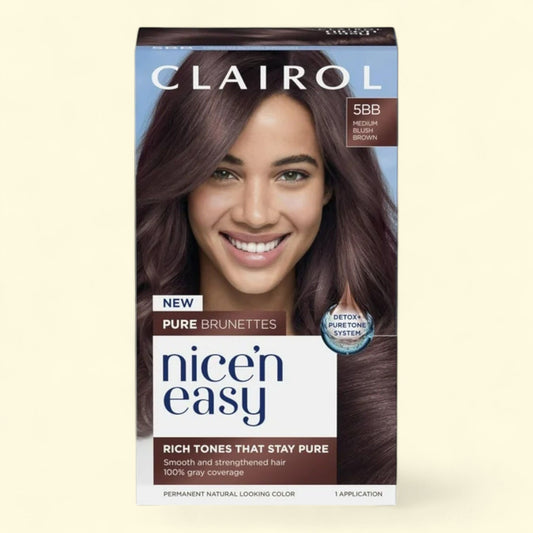 Clairol Nice'n Easy Pure Brunettes Hair Color Creme, 5BB Medium Blush Brown, 1 Application,1 pk