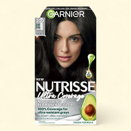 Garnier Nutrisse Hair Color Creme, 200 Deep Soft Black, 1 Pack