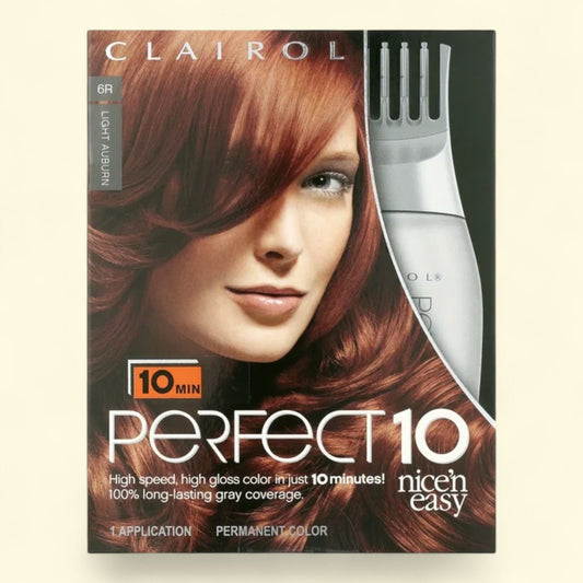 Clairol Nice'n Easy Perfect 10 Hair Color Dye, 6R Light Auburn, 1 Application