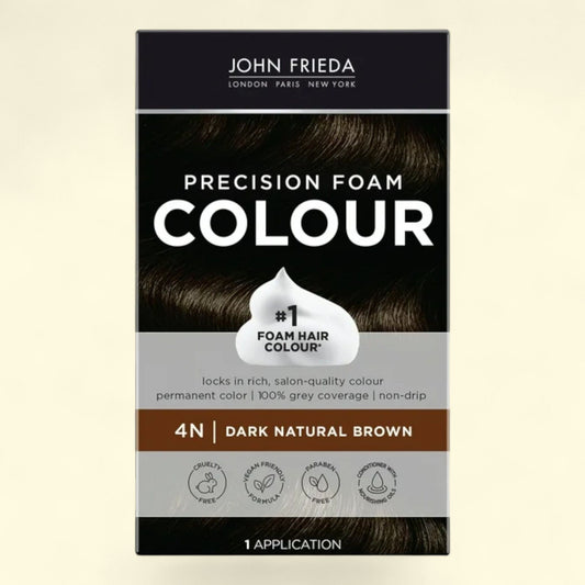 John Frieda Precision Foam Brown Hair Dye, 4N Dark Natural Brown, 1 Application, 1 Pack