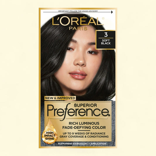 L'Oreal Paris Superior Preference Permanent Hair Color, 3 Soft Black, 1 kit