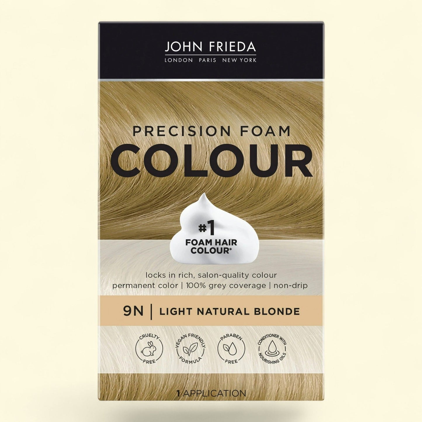 John Frieda Precision Foam Blonde Hair Color, 9N, 1 Application, 1 Pack