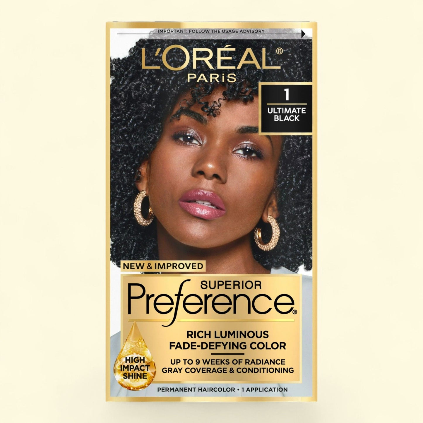 Coloration L'Oréal Paris Superior Preference, 1.0 Noir absolu, 1 kit