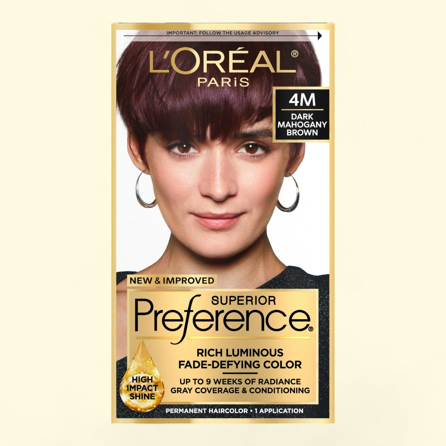 L'Oreal Paris Superior Preference Hair Color, 4M Dark Mahogany Brown, 1 Kit