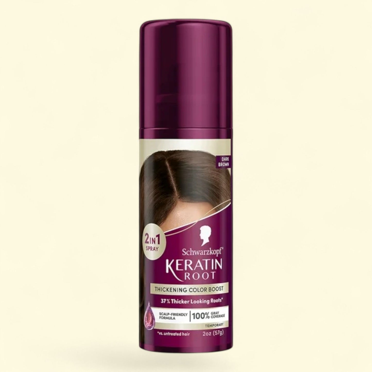 Schwarzkopf Keratin Color Root Hair Color Spray, Dark Brown, 2oz