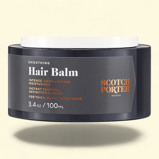 Hair balm container with 'Scotch Porter