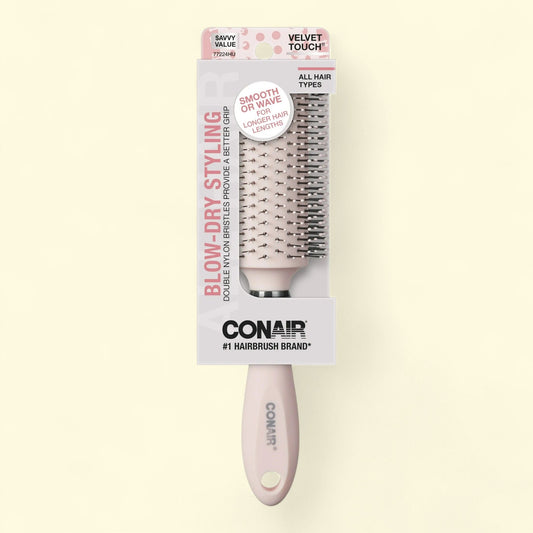 Conair Velvet Touch Large Bristle Round Hair Brush, Pink, (Single Unit)