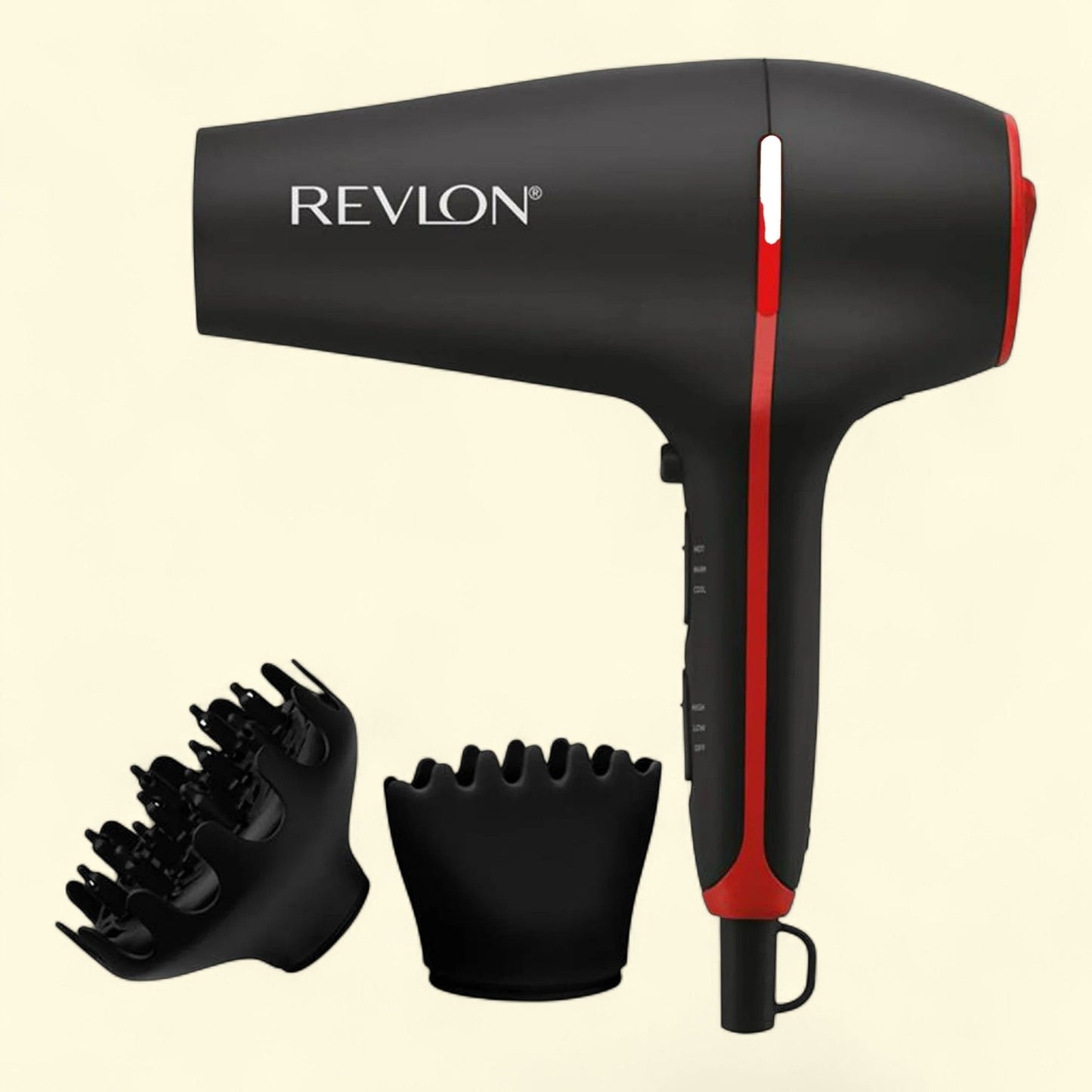Revlon Smoothstay Hair Dryer, Coconut Oil-Infused Ceramic with Diffuser, Black, 3-in-1 set