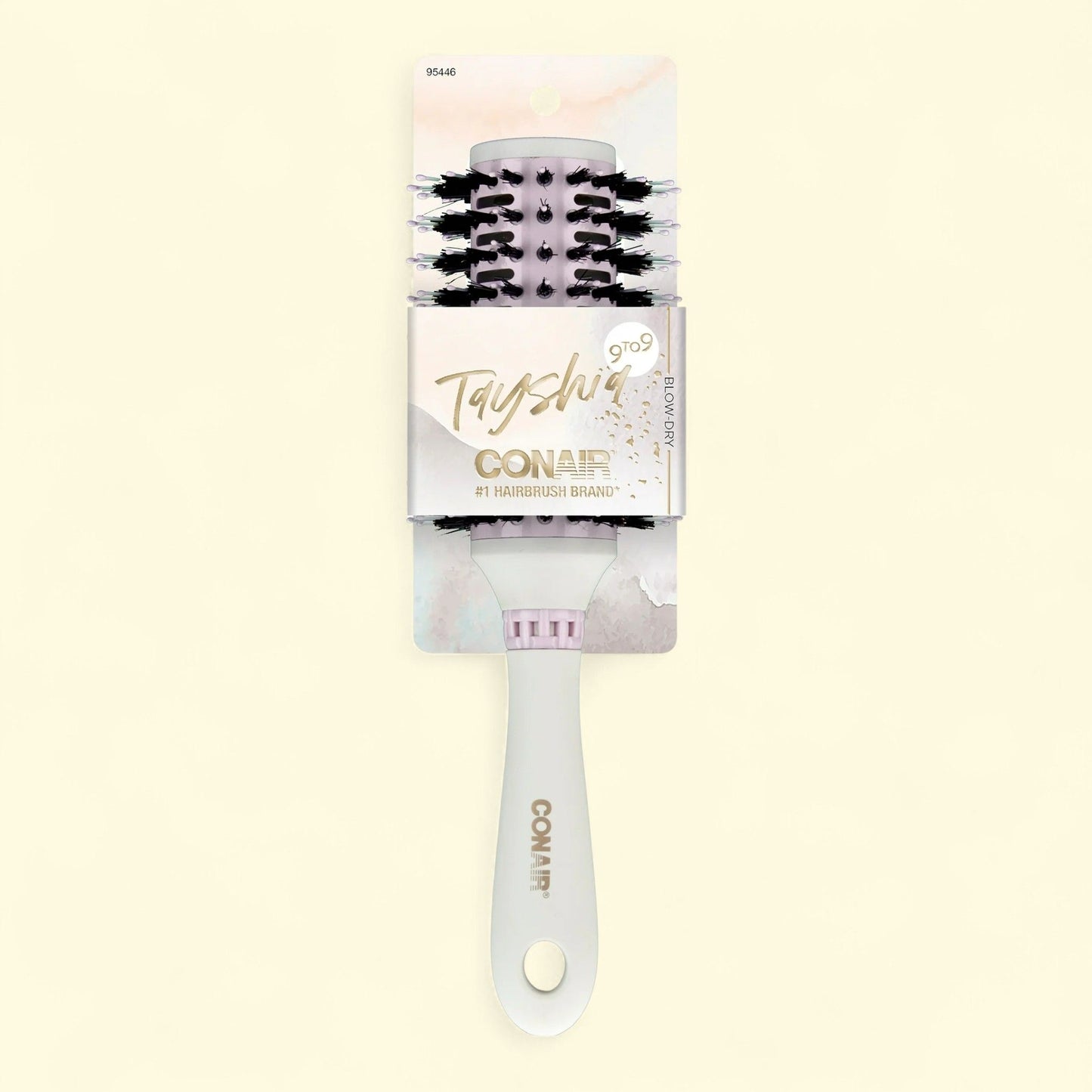 Conair Tayshia Hairbrush, Round, Gray and Lilac, Boar and Nylon Bristled, Vented, (Single Unit)