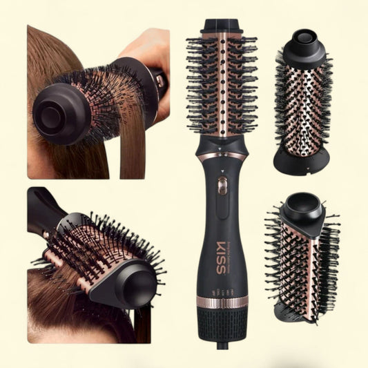 KISS Volume & Style Boosting 2-in-1 Air Brush, 3X Ceramic Waterdrop & Round Shaped Barrels
