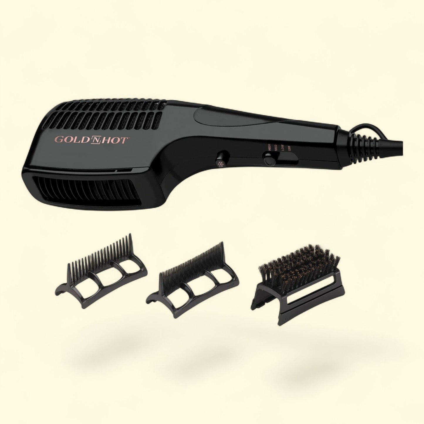 Gold N Hot Multi-Use Styler Dryer, 1875W, Black,4-in-1 set