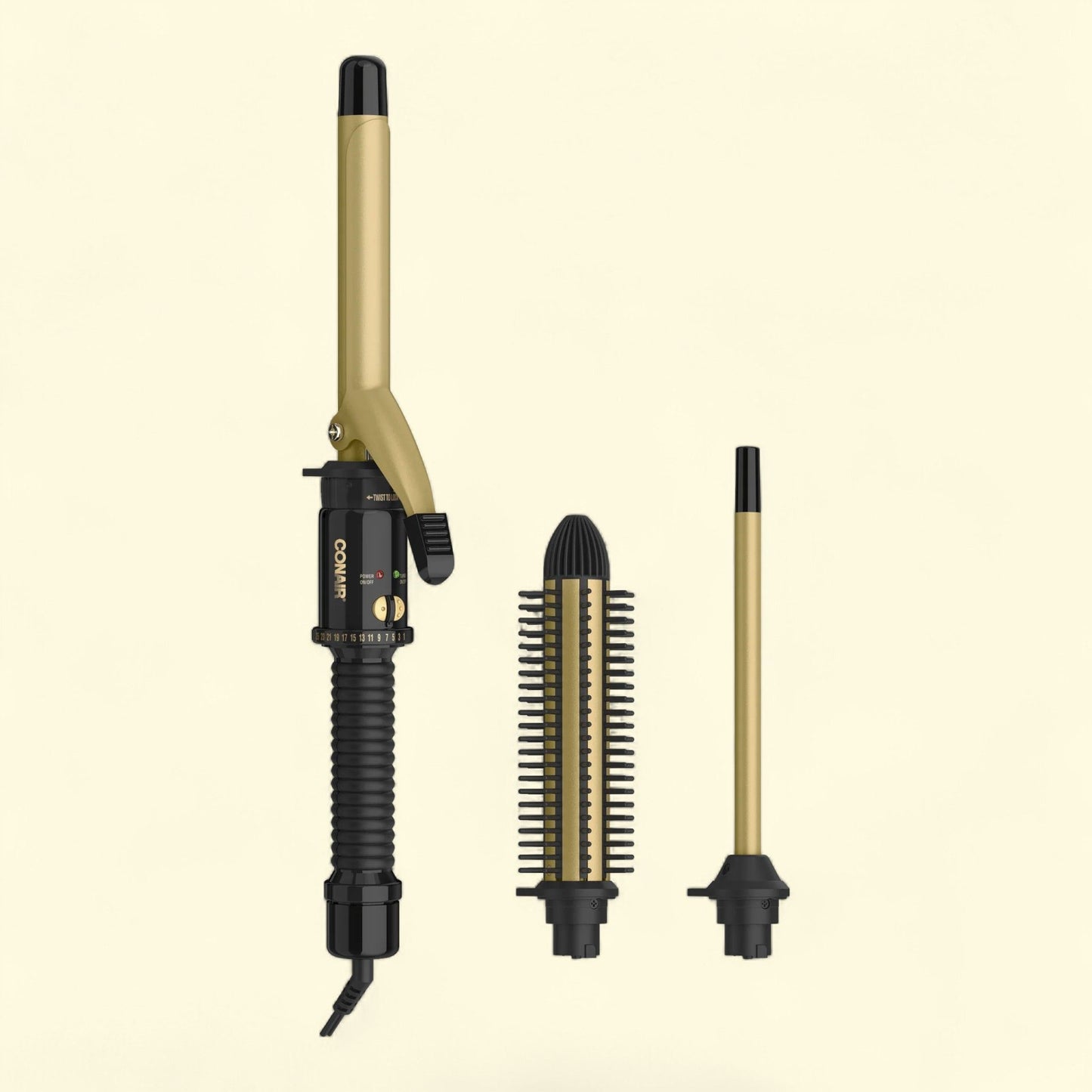 Conair Instant Heat Multi-Attachment Hair Styler, 3/8", 3/4", 1", 3-in-1 set