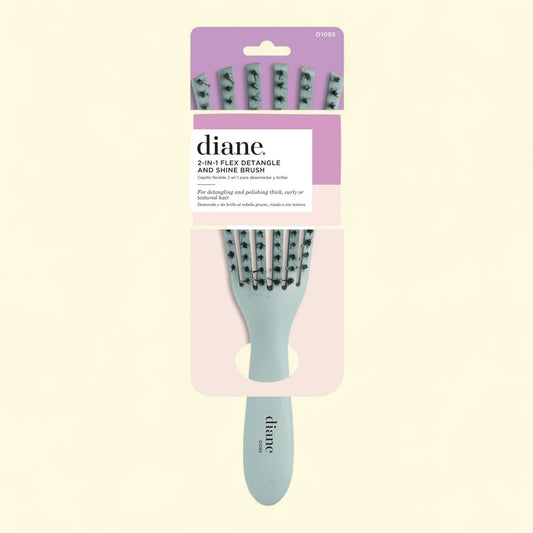Diane Flex Detangle and Shine Hair Brush, 2-In-1, Boar Bristles, (Single Unit)