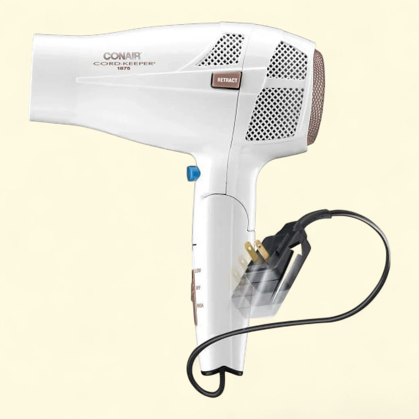 Conair Compact Hair Dryer, Double Ceramic, 2 Speed, 1875 Watt, White/Rose Gold(Single Unit)