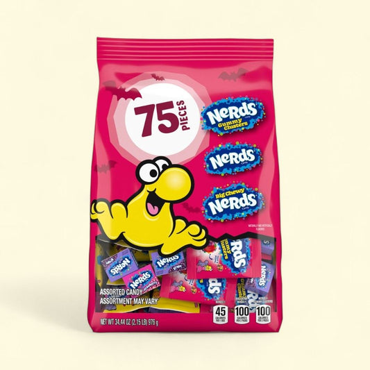 Nerds Halloween Assorted Candy Variety Bag, 75 Count (34.44 oz) — authentic US product shipped worldwide by Treatspree