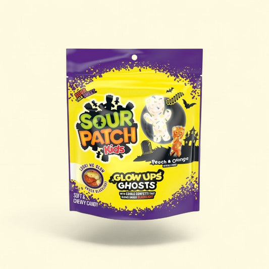 SOUR PATCH KIDS Glow Ups Ghosts Soft & Chewy Gummy Candy 8.37 oz — authentic US product shipped worldwide by Treatspree