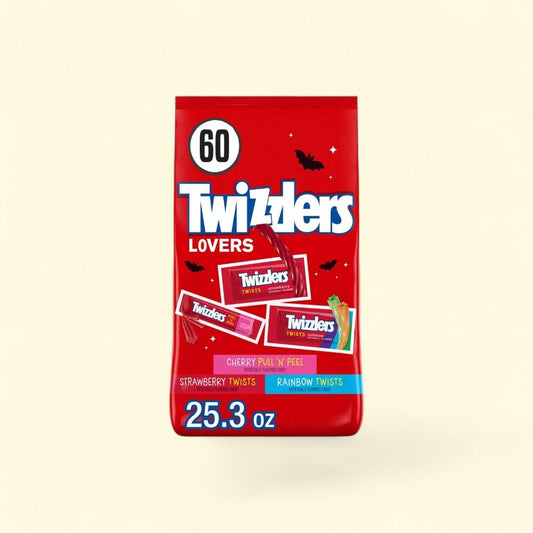 TWIZZLERS Assorted Fruit Flavored Chewy Candy Variety Bag 25.3 oz — authentic US product shipped worldwide by Treatspree