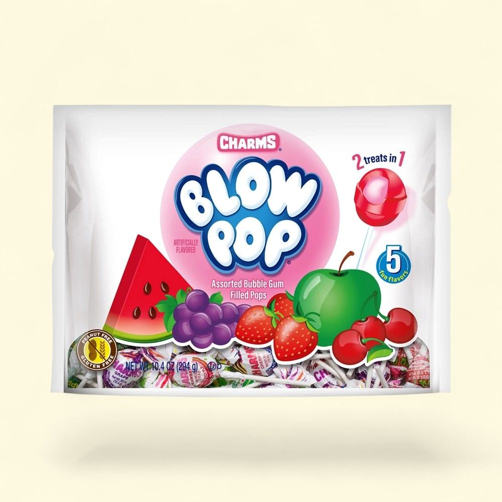 Charms Blow Pop Assorted Bubble Gum Lollipops — authentic US product shipped worldwide by Treatspree