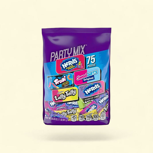 Nerds, SweeTARTS, Trolli & Laffy Taffy Party Mix, 75 Count — authentic US product shipped worldwide by Treatspree