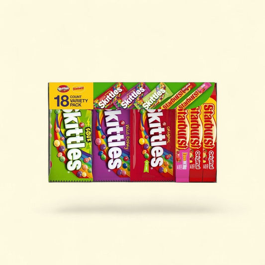 Skittles & Starburst Assorted Chewy Candy Variety Pack — authentic US product shipped worldwide by Treatspree