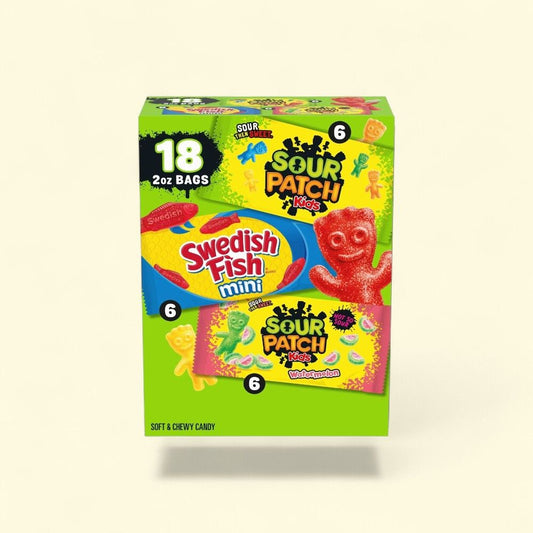 Sour Patch Kids & Swedish Fish Soft & Chewy Candy Variety Pack — authentic US product shipped worldwide by Treatspree