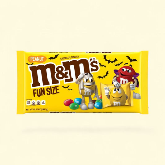 M&M's Peanut Fun Size Chocolate Candy Halloween Bag — authentic US product shipped worldwide by Treatspree