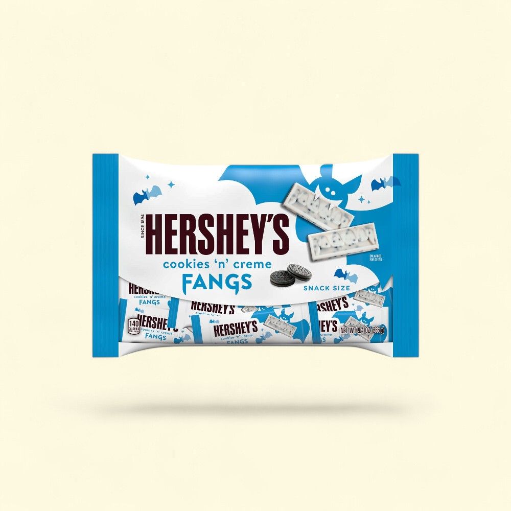 Hershey's Cookies 'n' Creme Fangs Snack Size Halloween Candy Bag — authentic US product shipped worldwide by Treatspree